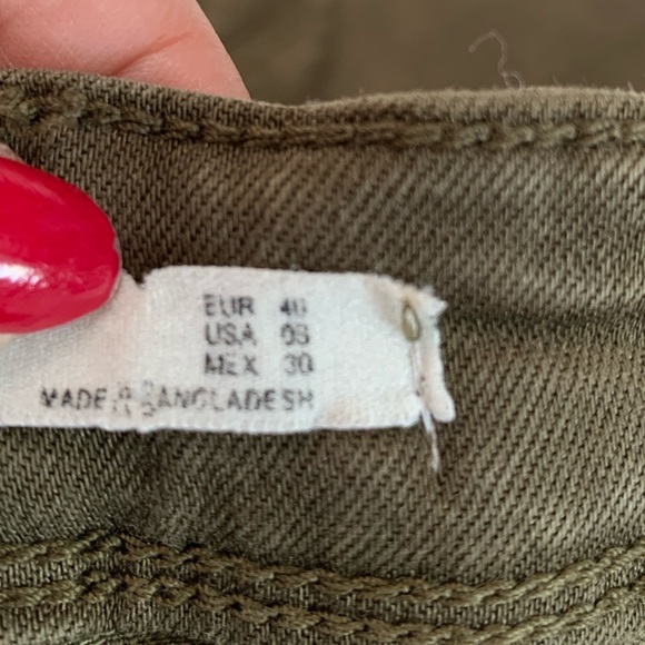 Zara Trafaluc Denim Makers Olive Green Long Pants Size 28 - Picture 12 of 17